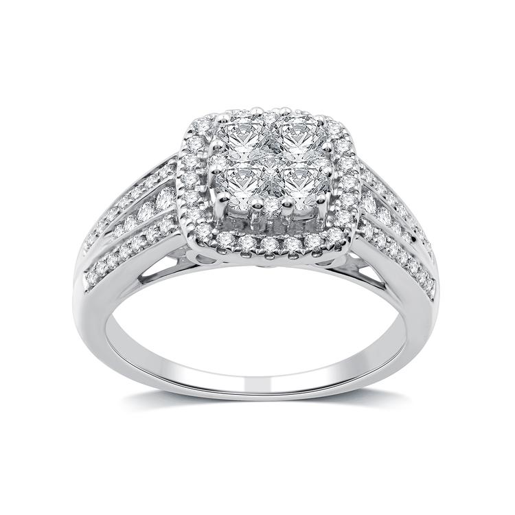 Nova Star(R) 1cttw. Lab Grown Diamond Cushion Cluster Bridal Ring