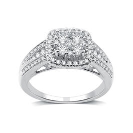 Nova Star&#40;R&#41; 1cttw. Lab Grown Diamond Cushion Cluster Bridal Ring