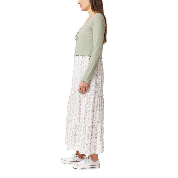 Juniors Wallflower Two in One Cardigan Tier Ivory Maxi Dress