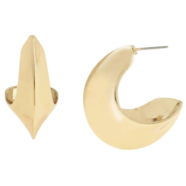 Steve Madden Vintage Gold C Hoop Earrings - image 