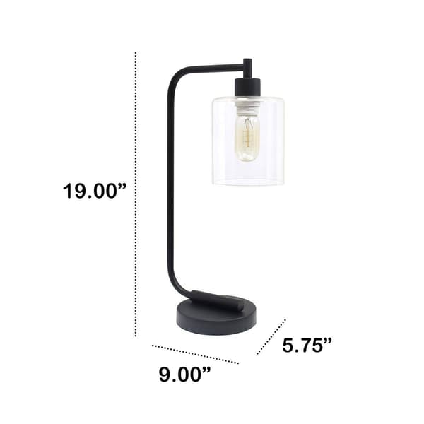 Lalia Home Studio Loft Modern Matte Iron Desk Lamp w/Glass Shade