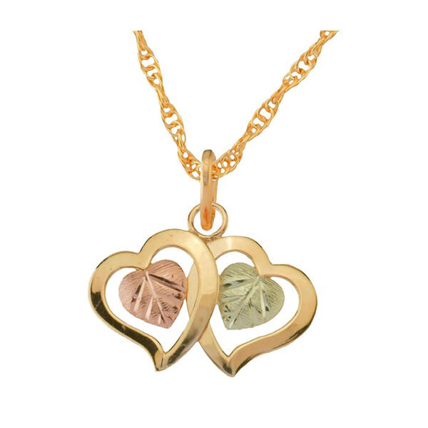 Gold Classics&#40;tm&#41; Black Hills Gold 10kt. Double Heart Pendant - image 