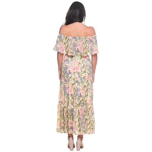 Womens Violet B Off Shoulder Floral Chiffon Tier Maxi Dress