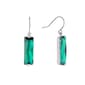 Silver Plated Dark Green Rectangle Shaped Crystal Drop Earrings - image 1