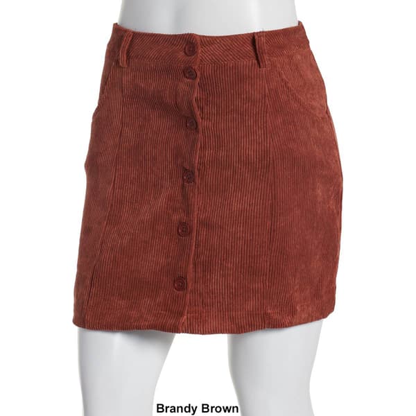 Juniors Jolie & Joy Solid Corduroy A-Line Button Front Mini Skirt