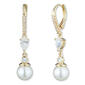 Anne Klein Gold-Tone Crystal & White Pearl Drop Earrings - image 1