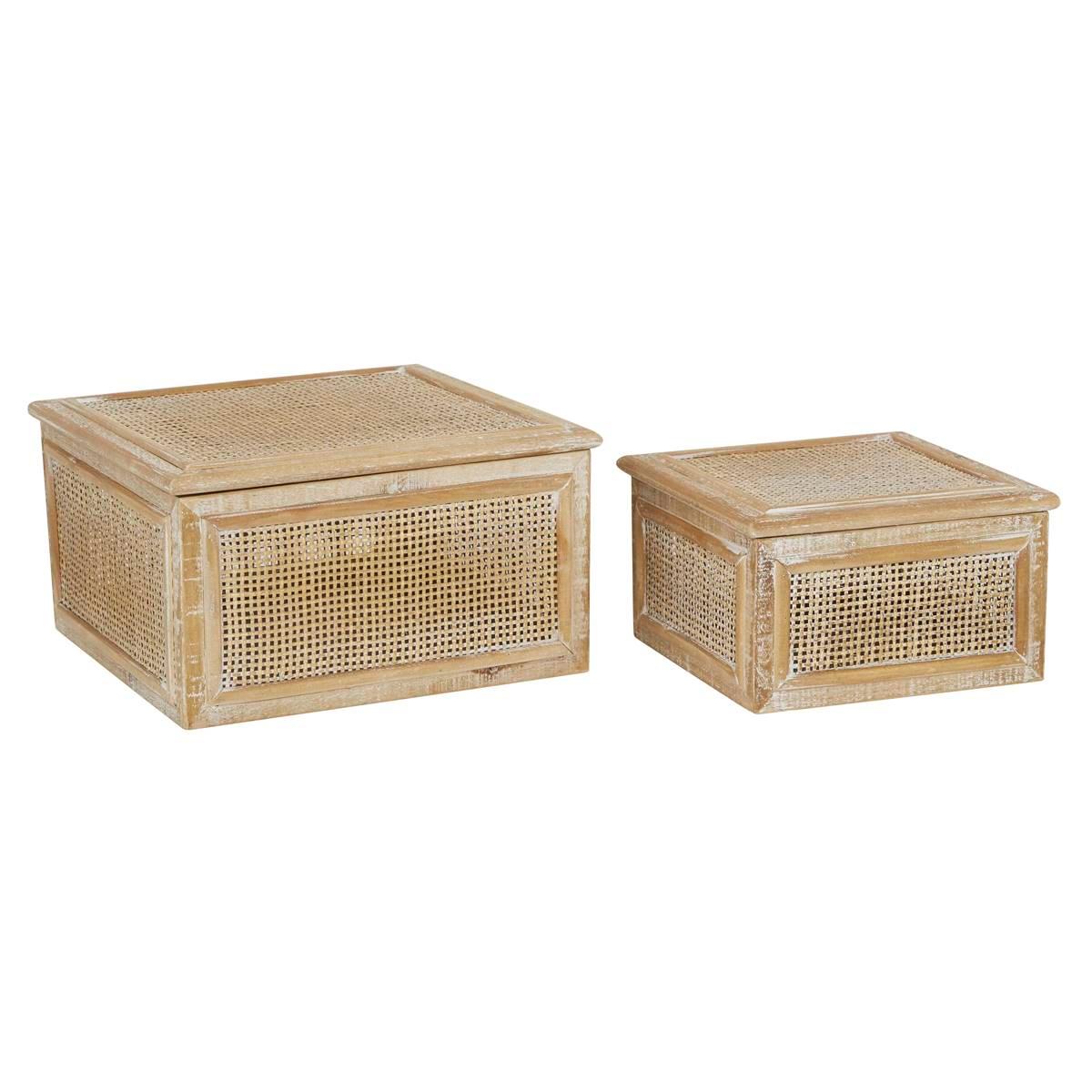 9th & Pike® Distressed Rattan Boxes - Set Of 2
