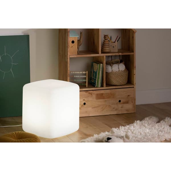 South Shore Sweedi White Lighted Kids Cube Stool