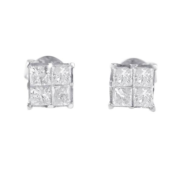 Diamond Classics&#40;tm&#41; 10kt. Diamond Square Stud Earrings - image 