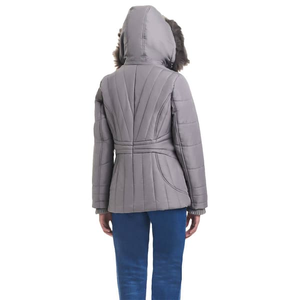 Petites d.e.t.a.i.l.s. Puffer Jacket w/Faux Fur Hood