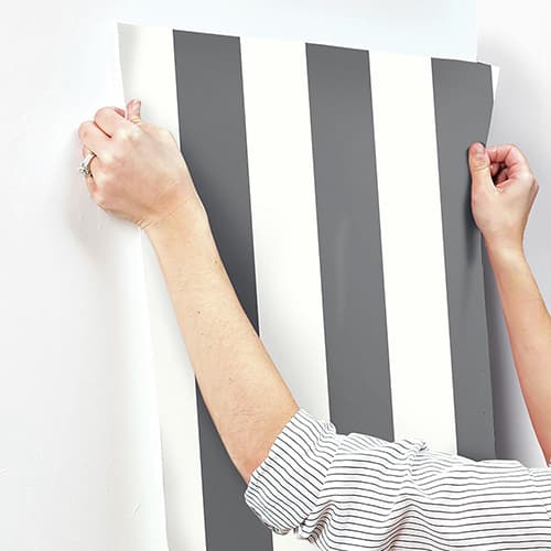 RoomMates&#174; Awning Stripe Black Peel & Stick Wallpaper