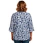 Plus Size Notations 3/4 Ruffle Sleeve Keyhole Neck Floral Blouse - image 2