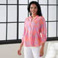 Womens Zac & Rachel 3/4 Roll Tab Sleeve Fuchsia Floral Blouse - image 2