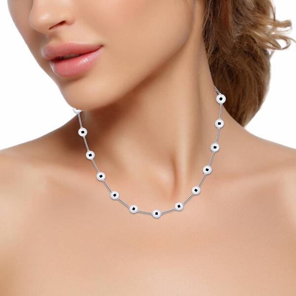 Designs by FMC Sterling Silver 8mm Polish Bead Stations Necklace