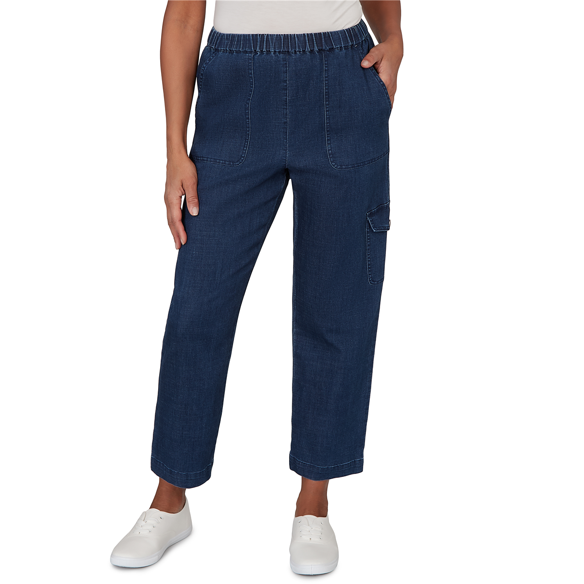 Womens Alfred Dunner Pull On Cargo Pocket Jeans