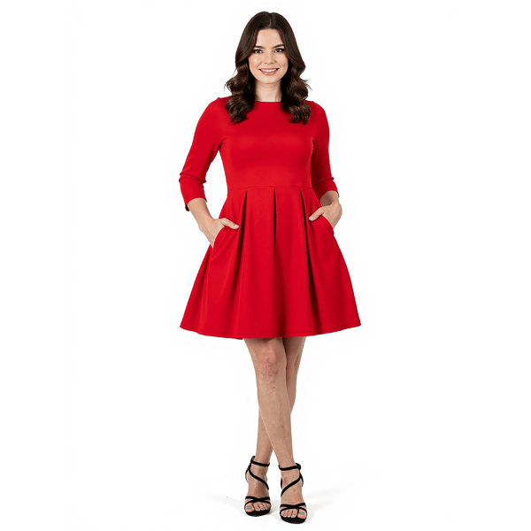 Plus Size 24/7 Comfort Apparel Fit & Flare Pocket Maternity Dress - image 