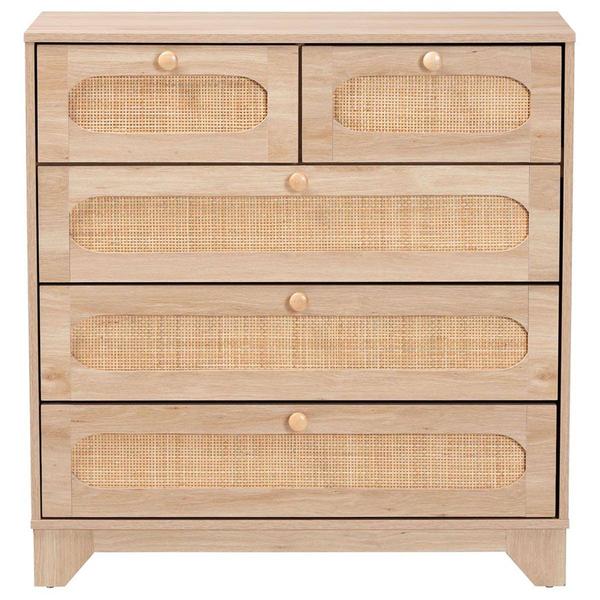 Baxton Studio Elsbeth Oak Brown Wood 5-Drawer Storage Cabinet