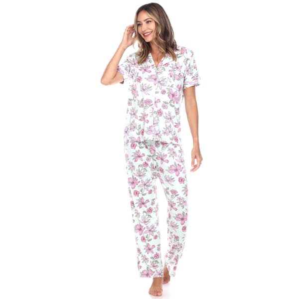 Womens White Mark 2pc. Floral Leopard Pajama Set - image 
