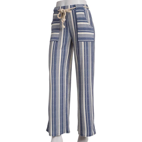 Juniors Derek Heart Stripe Rope Belt Wide Leg Casual Pants