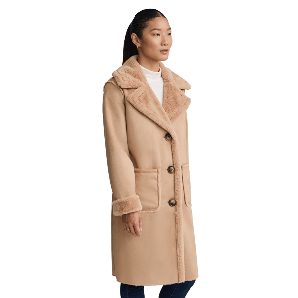Womens NVLT Long Sueded Coat with Faux Fure Lining