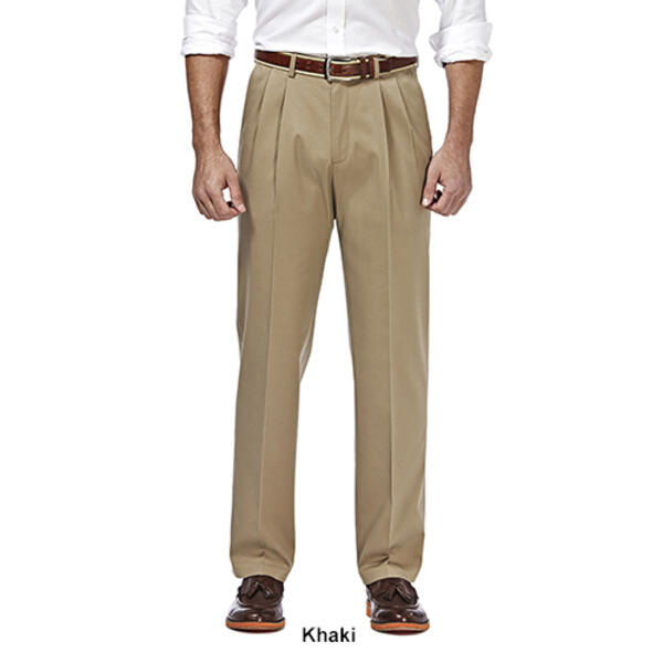 Mens Haggar® Premium No Iron Khaki Pleat Front Pant