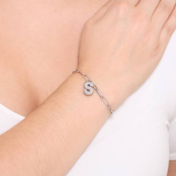 Athra Fine Silver Plated CZ S Initial Bracelet