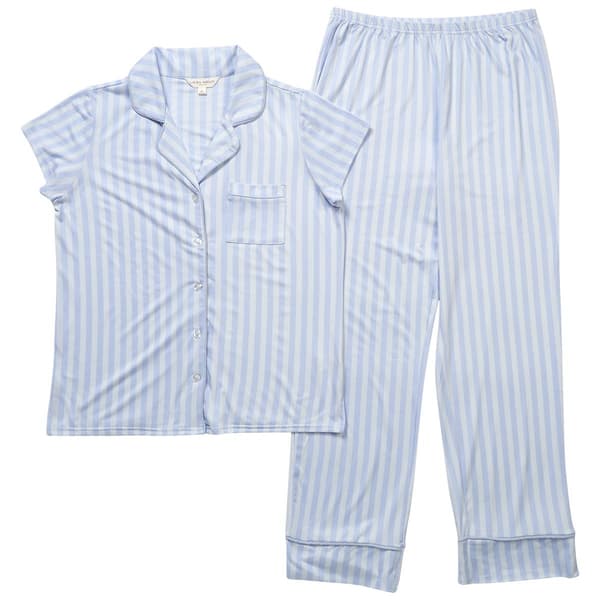 Womens Laura Ashley&#40;R&#41; Shadow Stripe Pajama Set - Blue - image 