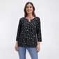 Petite Napa Valley 3/4 Sleeve Vine Floral Pleat Henley Blouse - image 1