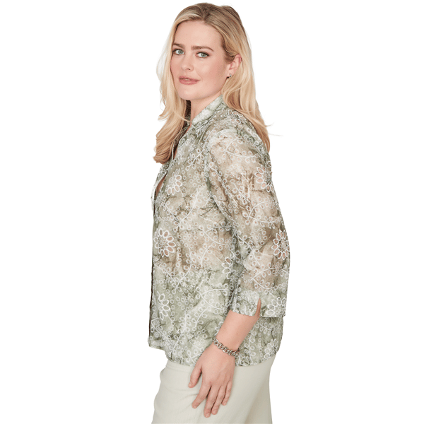 Womens Alfred Dunner Vintage Charm Tie Dye Floral Blouse