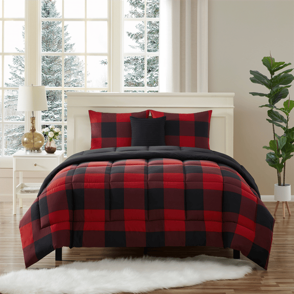 Sweet Home Collection 4pc. Buffalo Check Reversible Comforter Set - image 