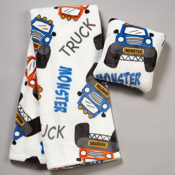 Monster Truck Toddler Blanket w/ Pillow - image 