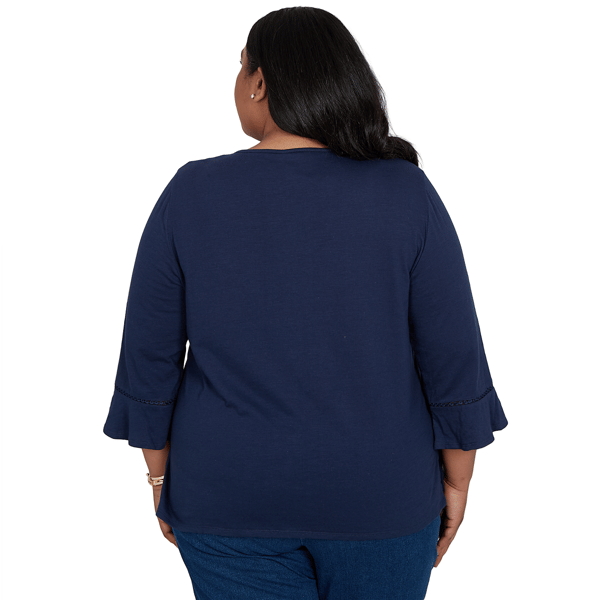 Plus Size Alfred Dunner Indigo Girls Floral Embroidery Blouse