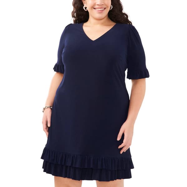 Plus Size MSK Ruffle Sleeve Flounce Hem Dress