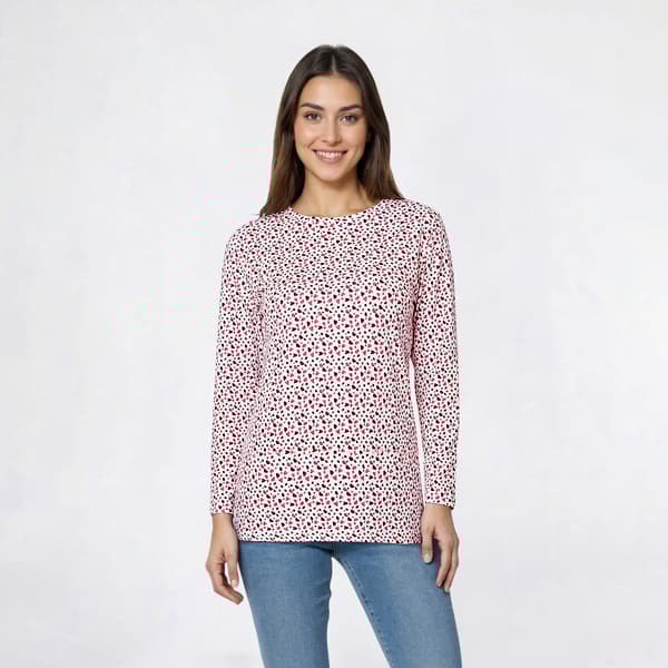 Womens Hasting & Smith 3/4 Sleeve Allover Hearts Tee - image 