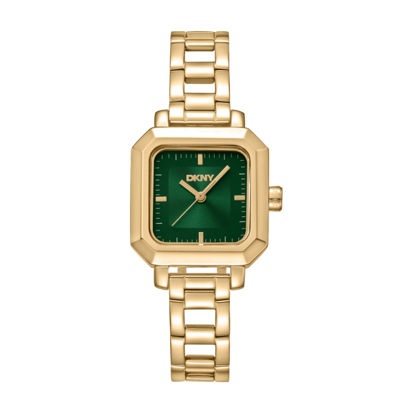 Womens DKNY Open Link Gold Green Dial Bracelet Watch-DK1L124M0025