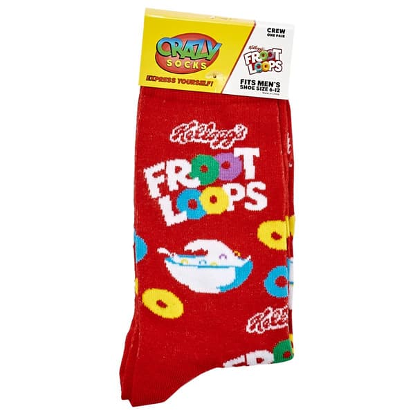 Mens Crazy Socks Froot Loops Crew Socks - image 