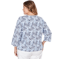 Plus Size Hearts of Palm Printed Essentials V Neck Floral Blouse - image 2