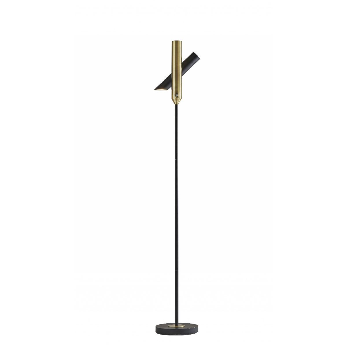 HomeRoots 68 Black Metal LED Floor Lamp With Black Metal Cylind