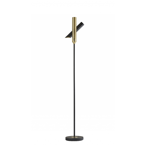 HomeRoots 68 Black Metal LED Floor Lamp With Black Metal Cylind