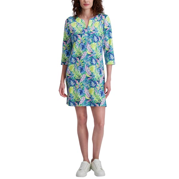 Womens Stella Parker 3/4 Sleeve Tropical UPF Shift Dress - image 