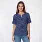 Womens Napa Valley Short Sleeve Pleated Floral Henley Blouse - image 1