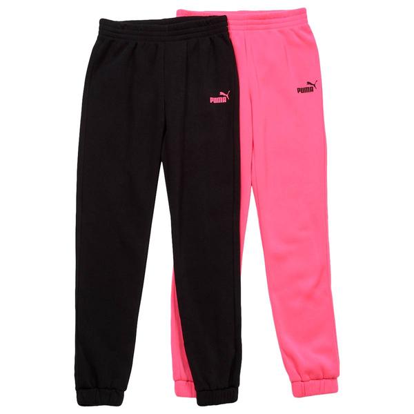 Girls (7-16) Puma(R)  2pk. Fleece Lined Black/Pink Joggers - image 
