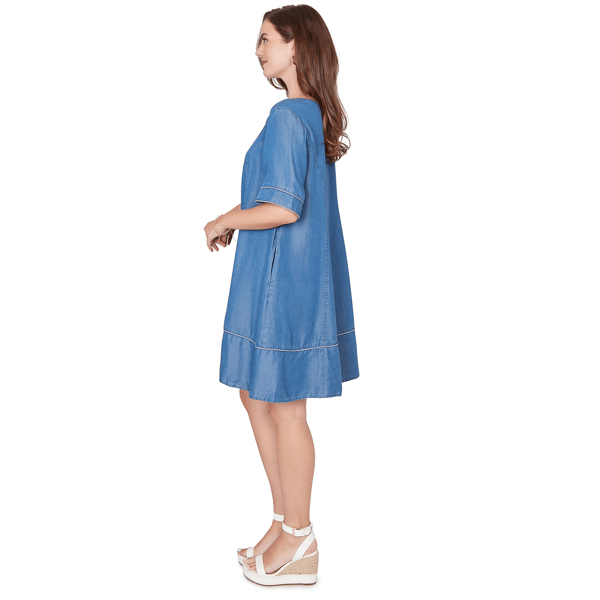 Womens Ruby Rd. Set Sail Lace-Up Neck Shift Dress