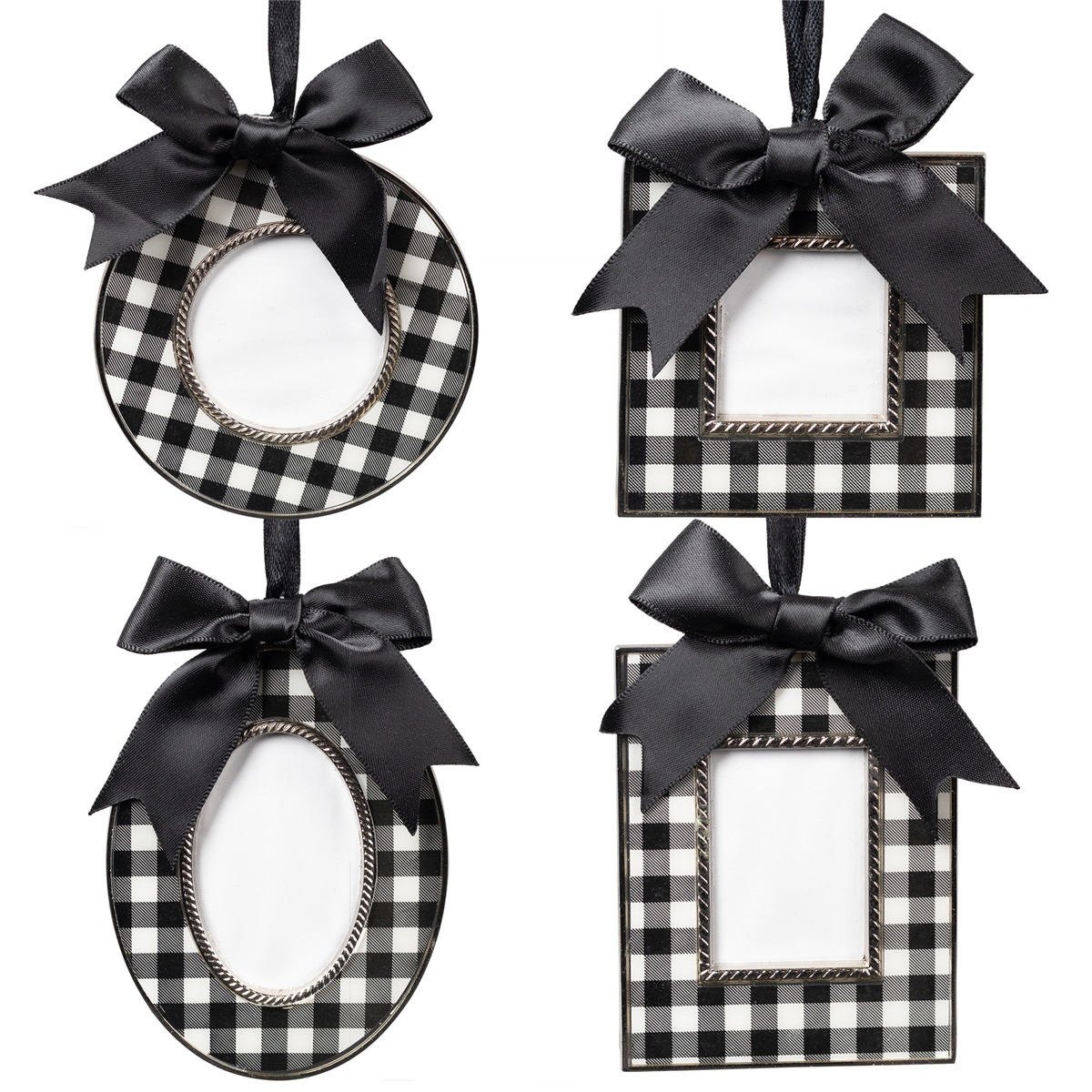 Northlight 4ct. Plaid Photo Frame Christmas Ornaments with Bows