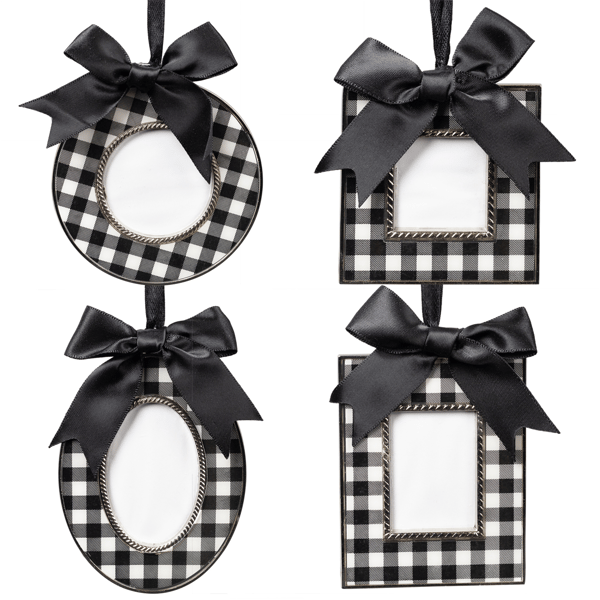 Northlight 4ct. Plaid Photo Frame Christmas Ornaments with Bows