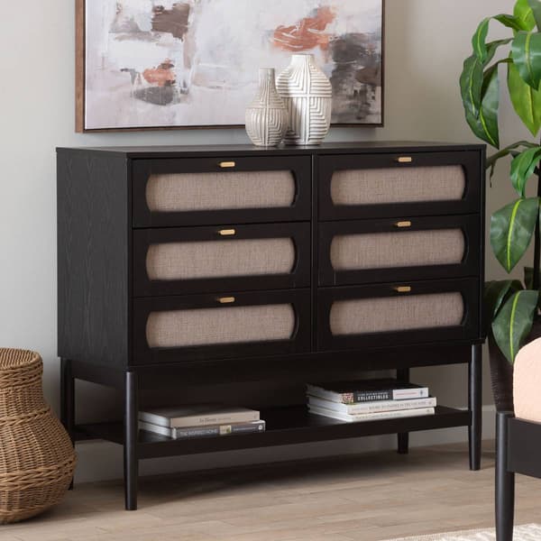 Baxton Studio Shirin Mid-Century Wood 6-Drawer Dresser