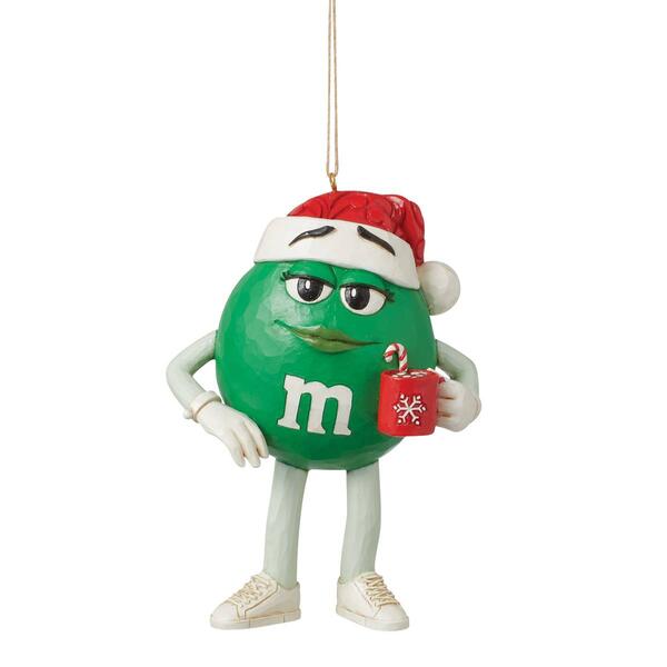 Jim Shore M&M''S Green Charact in Hat Hanging Christmas Ornament - image 