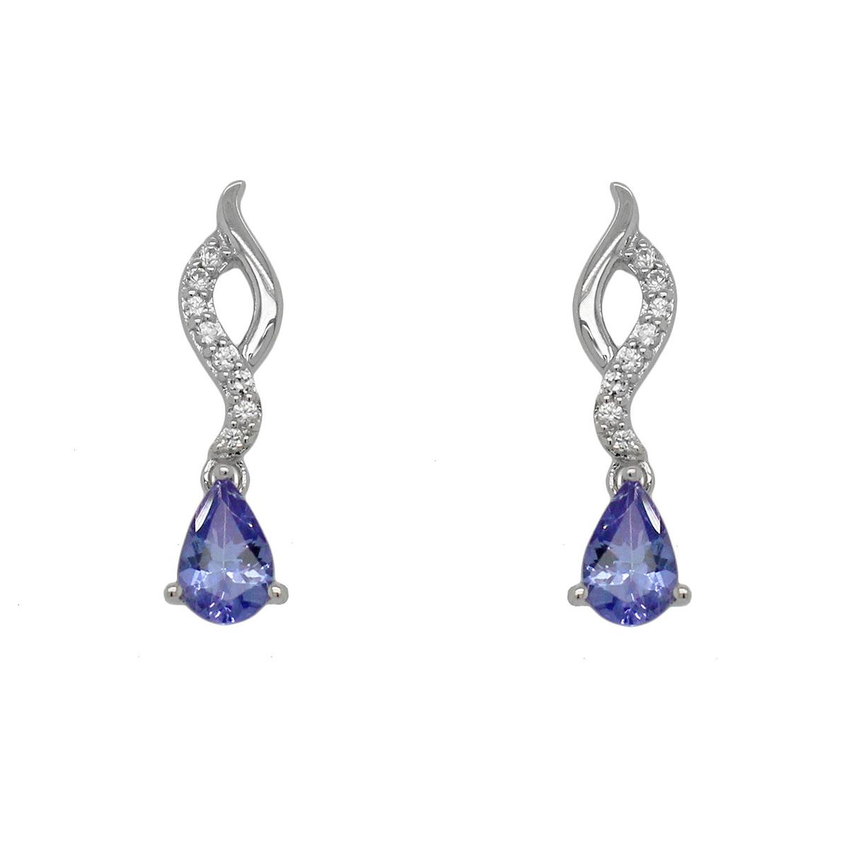 Precious Elegance™ Tanzanite/White Zircon Silver Earrings