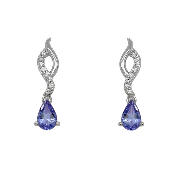 Precious Elegance&#40;tm&#41; Tanzanite/White Zircon Silver Earrings - image 