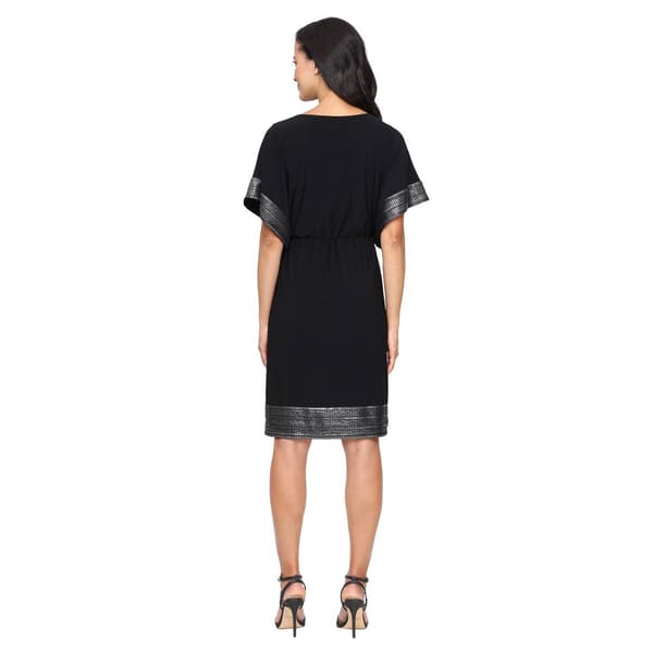 Womens SLNY Foil Trim Blouson Sheath Dress